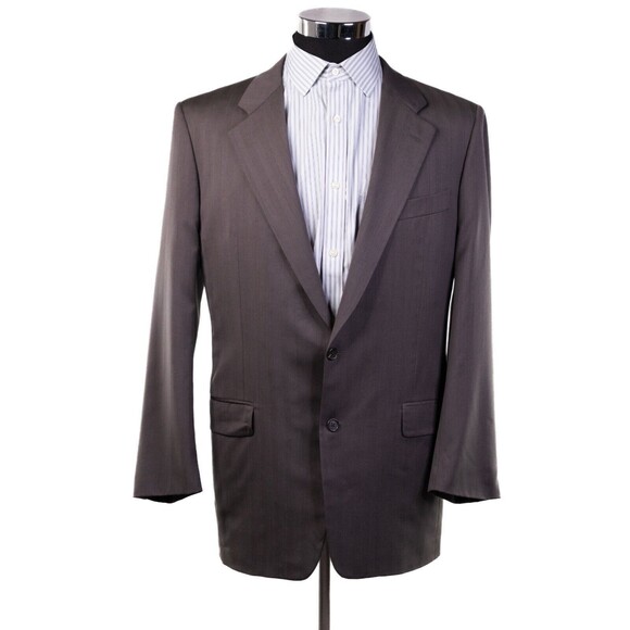 Hickey Freeman Mens 42L 2btn Brown Wool Blazer Sport Coat Suit Jacket Striped - Picture 2 of 13